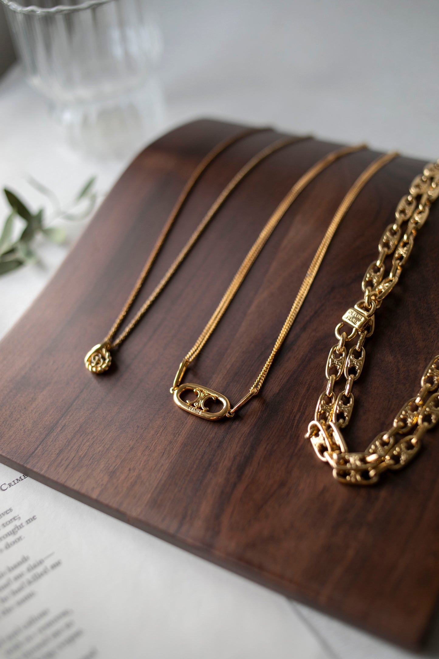 Preloved Celine Triomphe Logo Chain Necklace (J-C04)