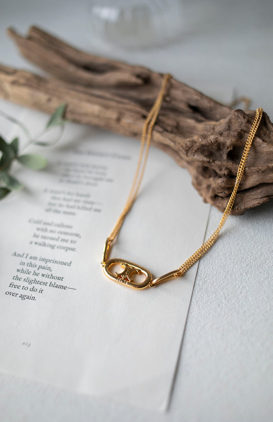 Vintage Celine Triomphe Logo Chain Necklace (J-C04)