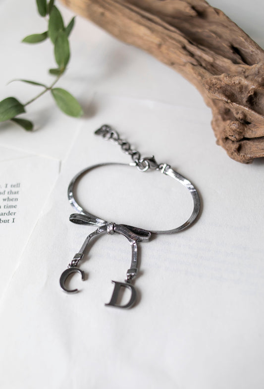Vintage Christian Dior Bow Bracelet (Silver, J-CD01)