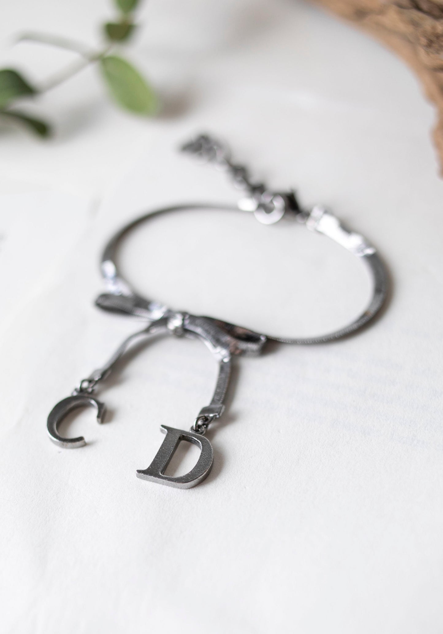 Vintage Christian Dior Bow Bracelet (Silver, J-CD01)