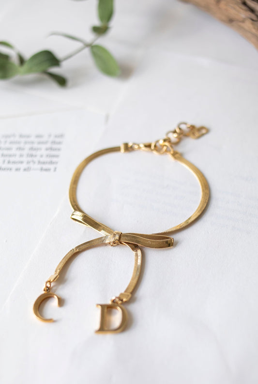 Vintage Christian Dior Bow Bracelet (Gold, J-CD01)