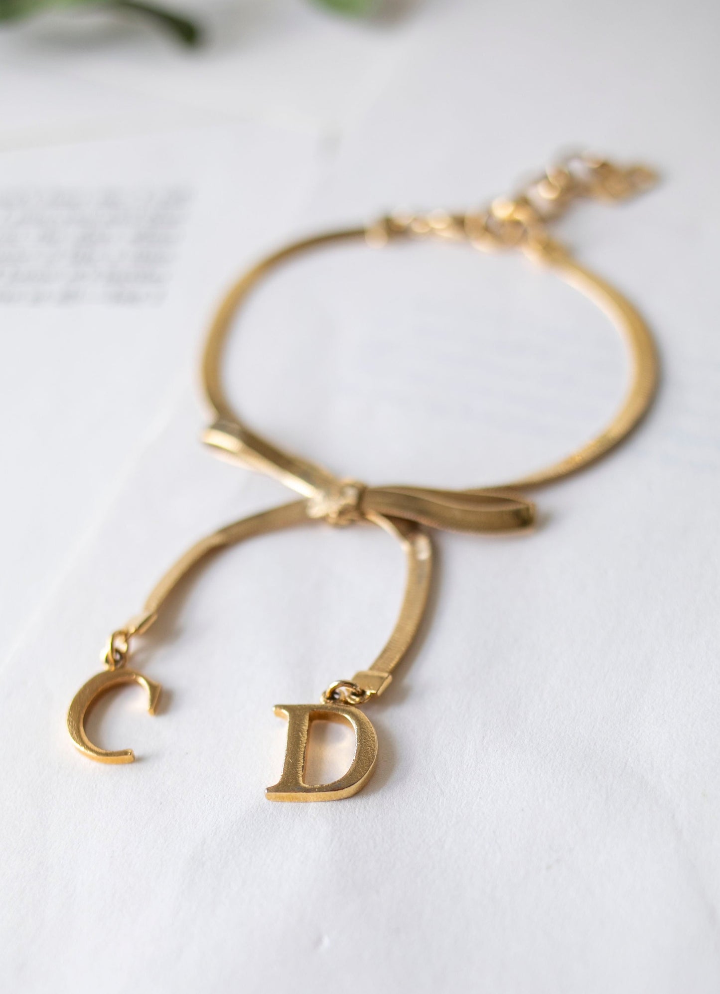 Vintage Christian Dior Bow Bracelet (Gold, J-CD01) (10880230490271)