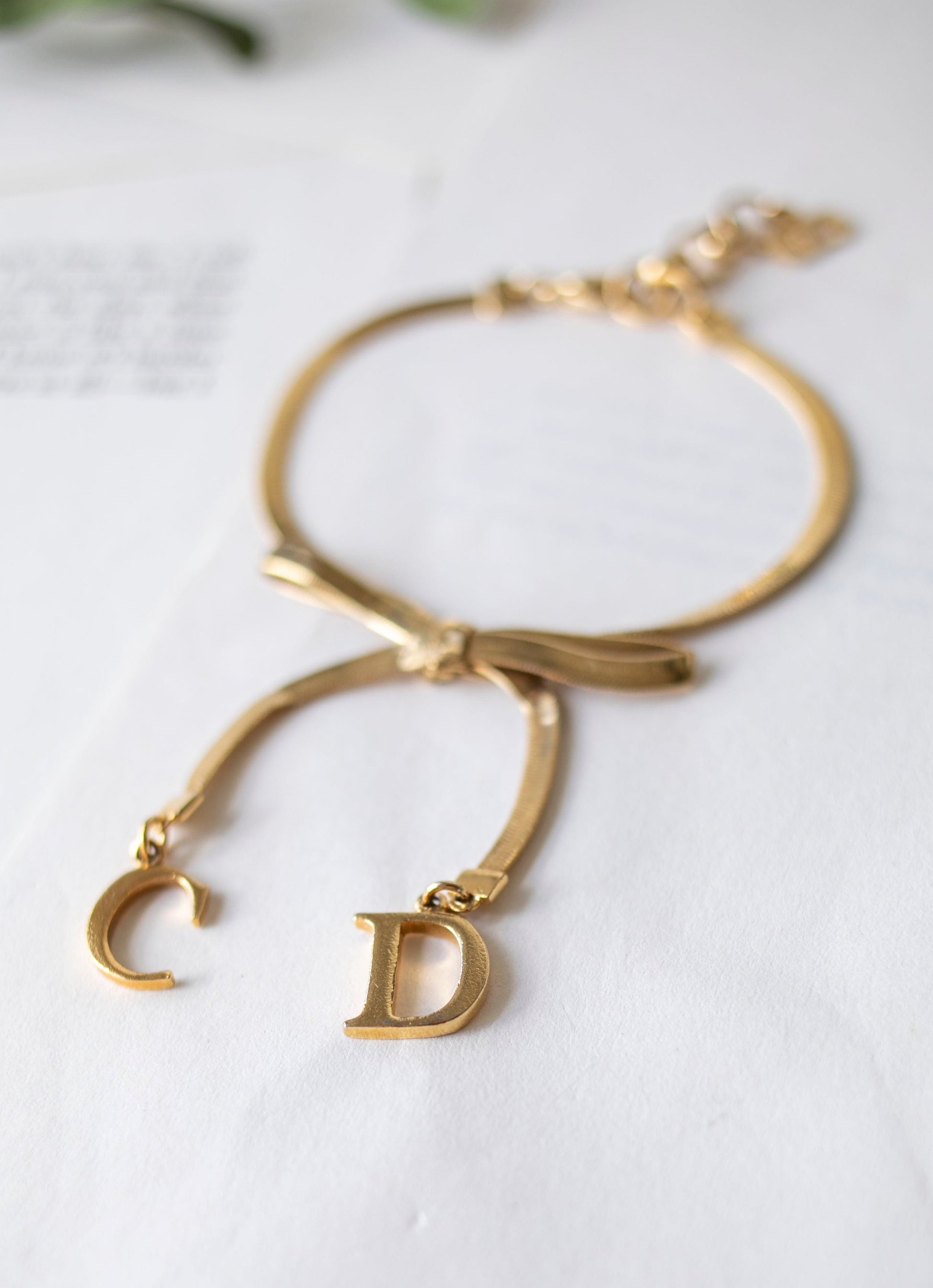 Vintage Christian Dior Bow Bracelet (Gold, J-CD01) (10880230490271)